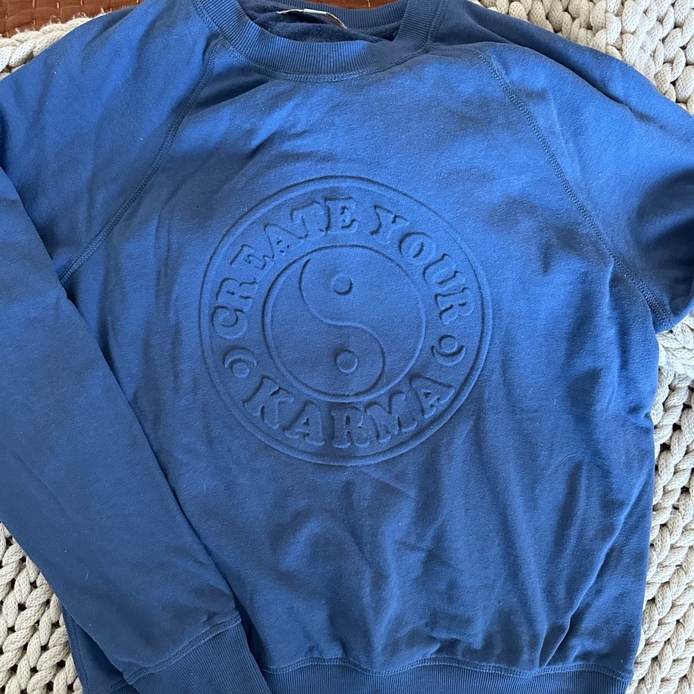 Blue 'Create Your Karma' Crewneck Sweatshirt
